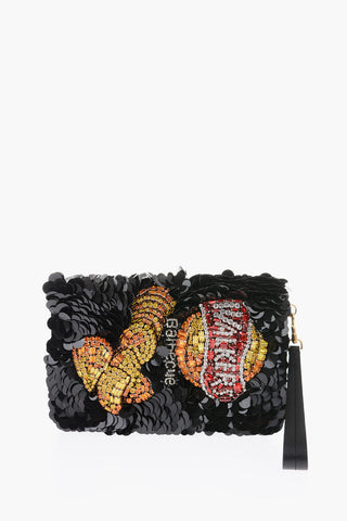 sequined clutch with jewels