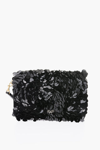 sequined clutch with jewels