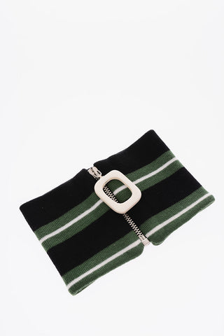 Striped Wool Neck Warmer IWA with zip closure