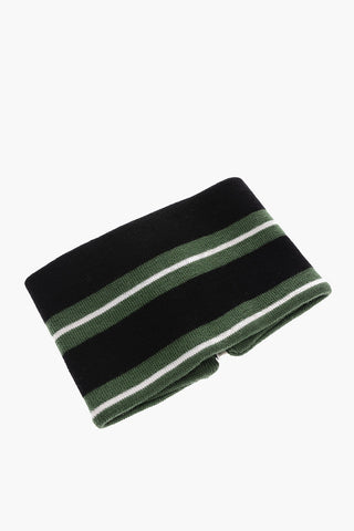 Striped Wool Neck Warmer IWA with zip closure