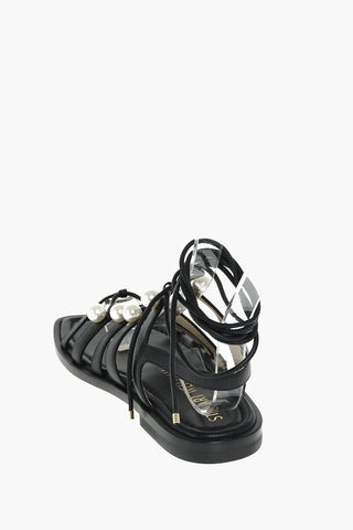 Leather GOLDIE Gladiator Sandals embellished with beads