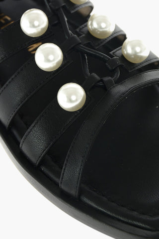 Leather GOLDIE Gladiator Sandals embellished with beads