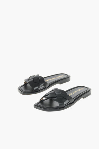 Braided Soft Leather SIERRA Slides with Square Toe