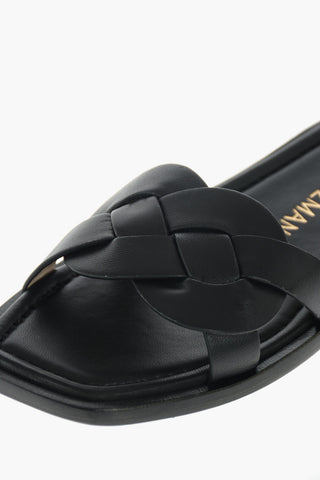 Braided Soft Leather SIERRA Slides with Square Toe
