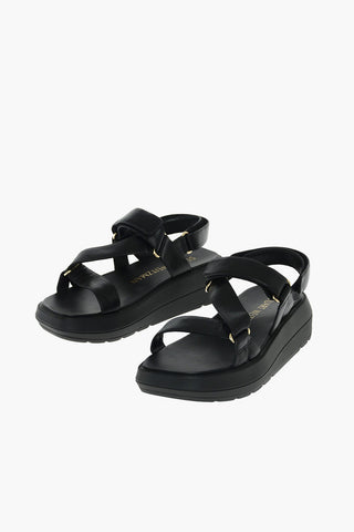 Soft Leather MOXIE SPORT Platform Sandals with Strap Closure 4,5 cm