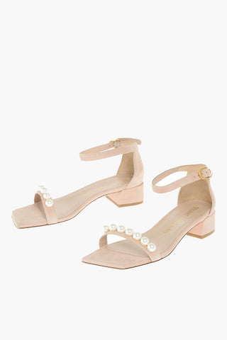 Sandali NUDIST JUNE in Camoscio con Perline decorative 4 cm