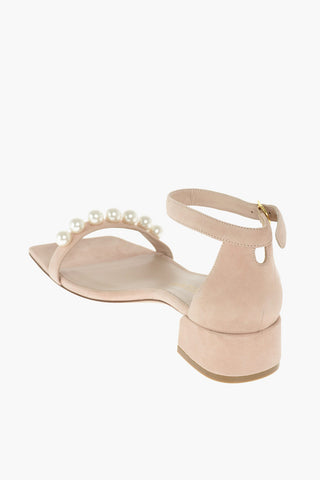 Sandali NUDIST JUNE in Camoscio con Perline decorative 4 cm