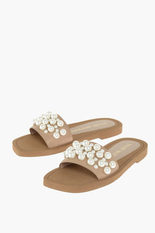 Slides GOLDIE in Pelle con Perle Decorative