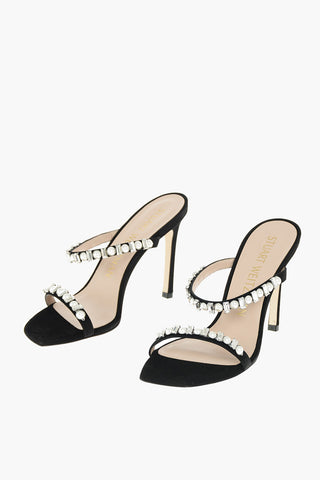 10,5cm Suede Leather ALEENA SHINE Sabot with Jewel Details