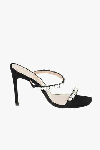 10,5cm Suede Leather ALEENA SHINE Sabot with Jewel Details