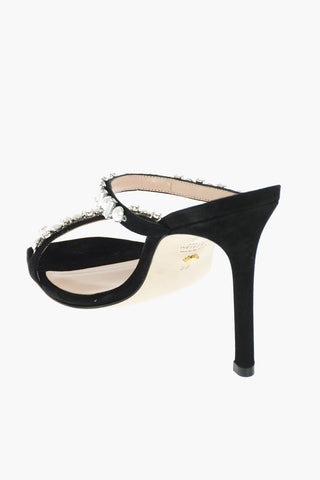 10,5cm Suede Leather ALEENA SHINE Sabot with Jewel Details