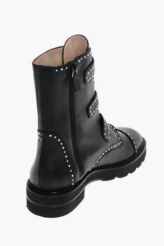 Combat Boots JESSE LIFT in Pelle con Fibbie 4 cm