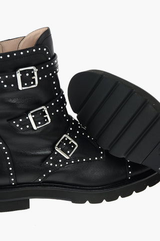 Combat Boots JESSE LIFT in Pelle con Fibbie 4 cm