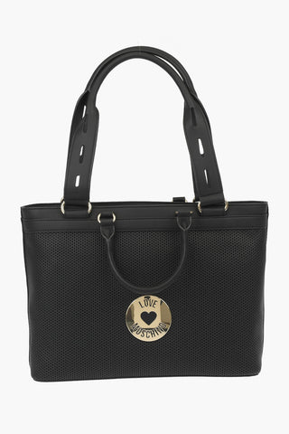 LOVE Perforated faux leather tote bag