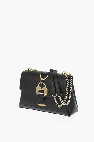 LOVE faux leather bag with chain shoulder strap