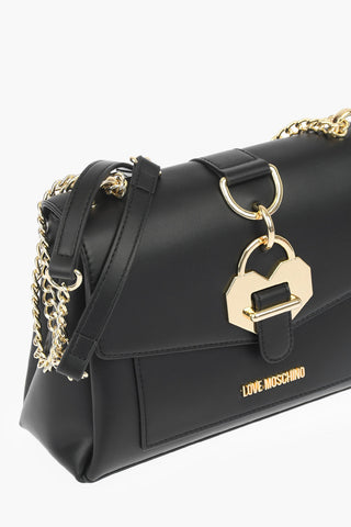 LOVE faux leather bag with chain shoulder strap