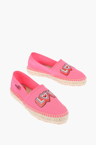 LOVE mesh espadrilles with logo-print and raffia sole