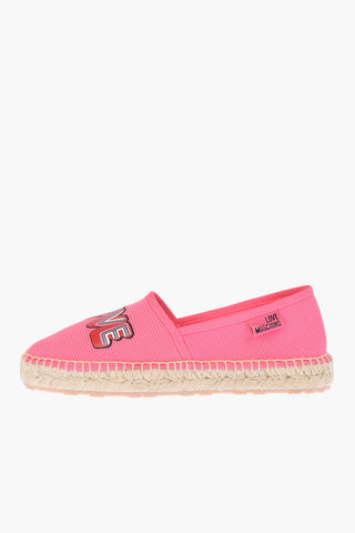 LOVE mesh espadrilles with logo-print and raffia sole
