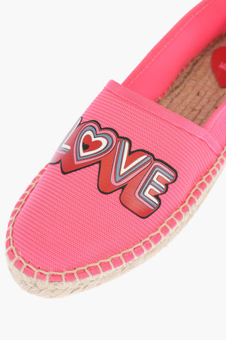LOVE mesh espadrilles with logo-print and raffia sole