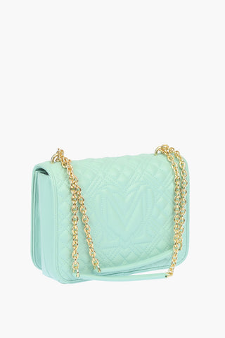 LOVE quilted faux leather bag with chain shoulder strap