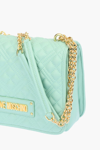 LOVE quilted faux leather bag with chain shoulder strap