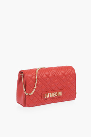 LOVE quilted faux leather bag with chain shoulder strap