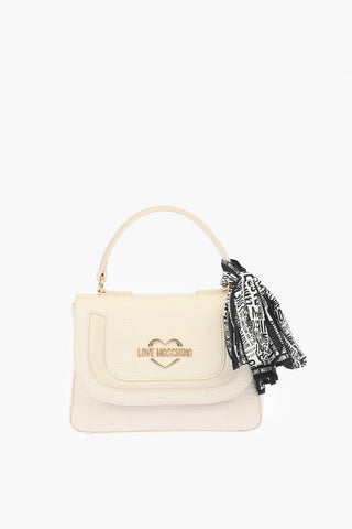 LOVE  crocodile effect faux leather Top Handle Bag with Neckerchief