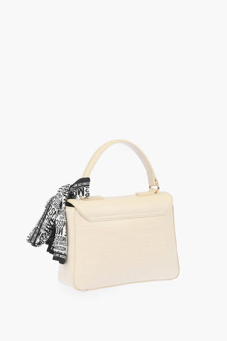 LOVE  crocodile effect faux leather Top Handle Bag with Neckerchief
