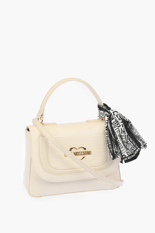 LOVE  crocodile effect faux leather Top Handle Bag with Neckerchief