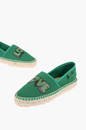 LOVE espadrillas in rete con stampa logo e suola in raffia