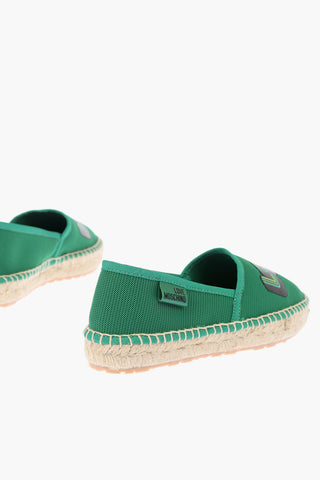 LOVE espadrillas in rete con stampa logo e suola in raffia
