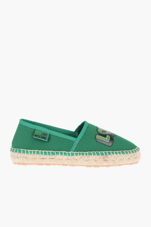 LOVE espadrillas in rete con stampa logo e suola in raffia