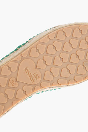 LOVE espadrillas in rete con stampa logo e suola in raffia