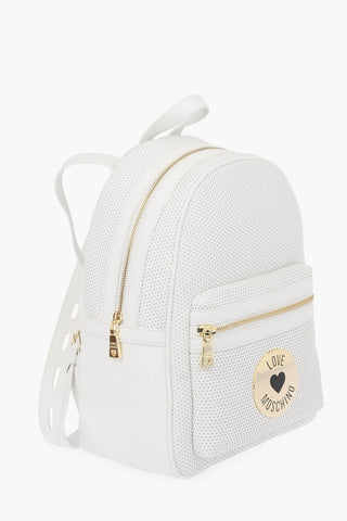 LOVE perforated faux leather backpack with maxi pocket on the front