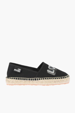 LOVE espadrillas in rete con stampa logo e suola in raffia