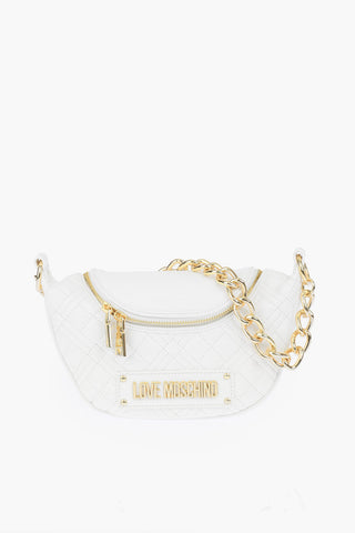 LOVE quilted faux leather mini shoulder bag with golden details