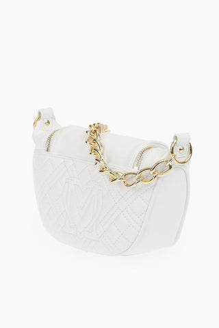 LOVE quilted faux leather mini shoulder bag with golden details