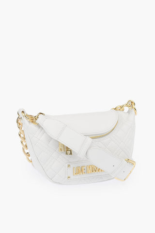 LOVE quilted faux leather mini shoulder bag with golden details