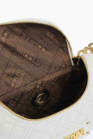 LOVE quilted faux leather mini shoulder bag with golden details