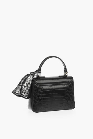 LOVE  crocodile effect faux leather Top Handle Bag with Neckerchief