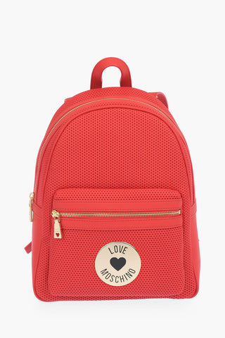 LOVE perforated faux leather backpack with front pocket