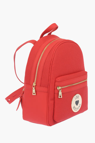 LOVE perforated faux leather backpack with front pocket
