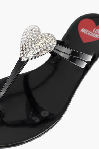 LOVE Rubber Flip-Flop Sandals with Heart Detail