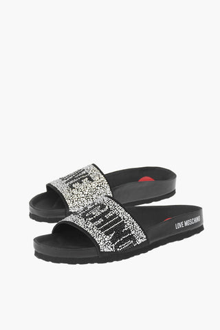 LOVE Leather Slides with Strass