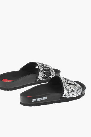 LOVE Leather Slides with Strass