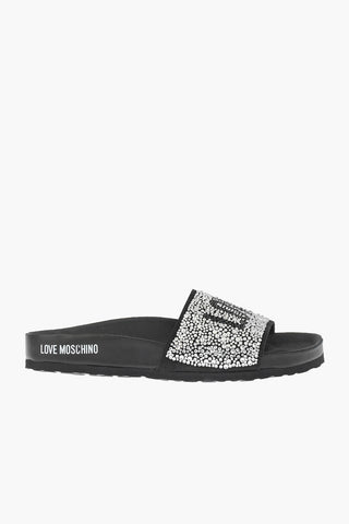 LOVE Leather Slides with Strass