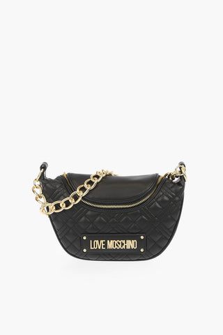 LOVE quilted faux leather mini shoulder strap with golden details