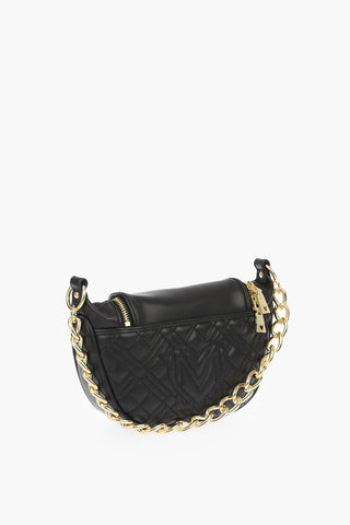 LOVE quilted faux leather mini shoulder strap with golden details