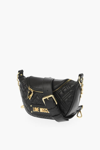 LOVE quilted faux leather mini shoulder strap with golden details