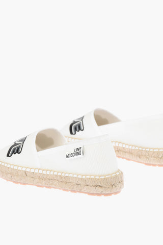 LOVE Mesh Espadrilles with Logo Print and Raffia Sole